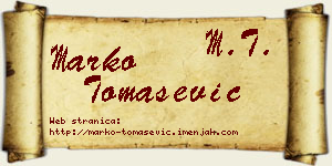 Marko Tomašević vizit kartica